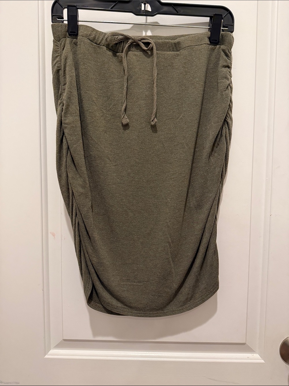 LOFT Olive Green Drawstring Midi Skirt